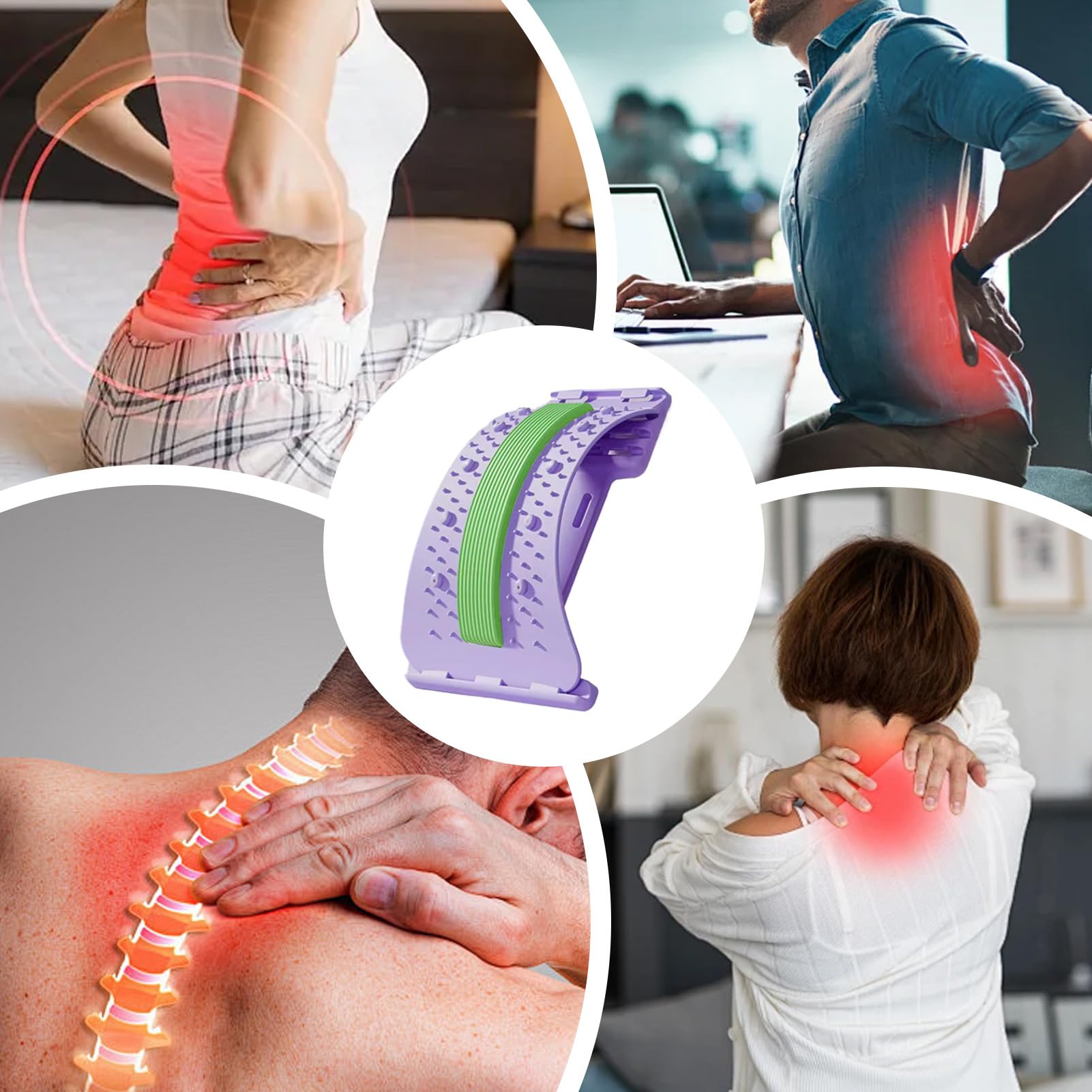 Rückendehner, 3-stufig verstellbar, Massagegerät für den unteren Rücken, rutschfestes Massagegerät für Muskelentspannung, Workout, Körpererholung, Übung, Frauen, Sportler, Schlafen