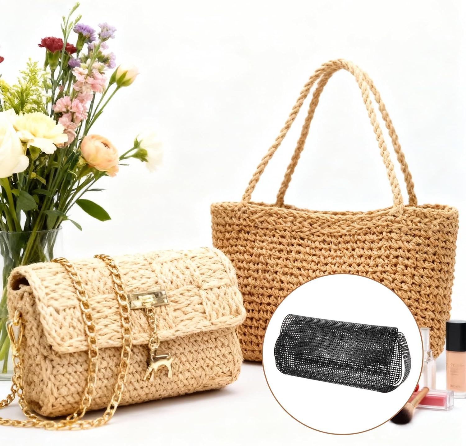 uxcell 8Pcs Plastic Mesh Canvas Sheet, 13.2 x 14 Inch Plastic Mesh Sheet for Crochet Purse Making, Blank Canvas for Embroidery, Crafting, DIY Project, Black (Small, 17.5 cm)