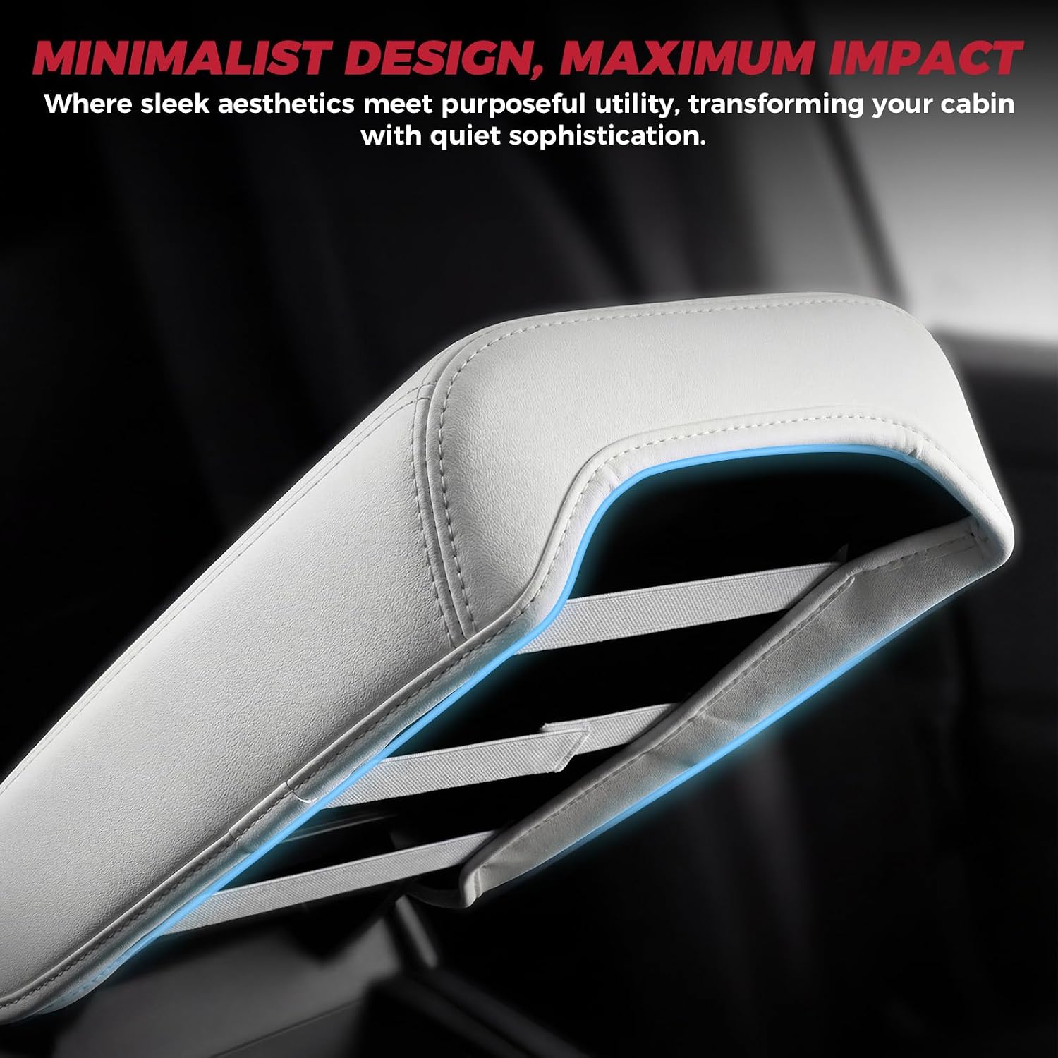 FREESOO Center Console Armrest Cover for Tesla Model Y(2020-2024) & Model 3(2017-2023), Leather Center Console Cover Protector Pad Accessories, White