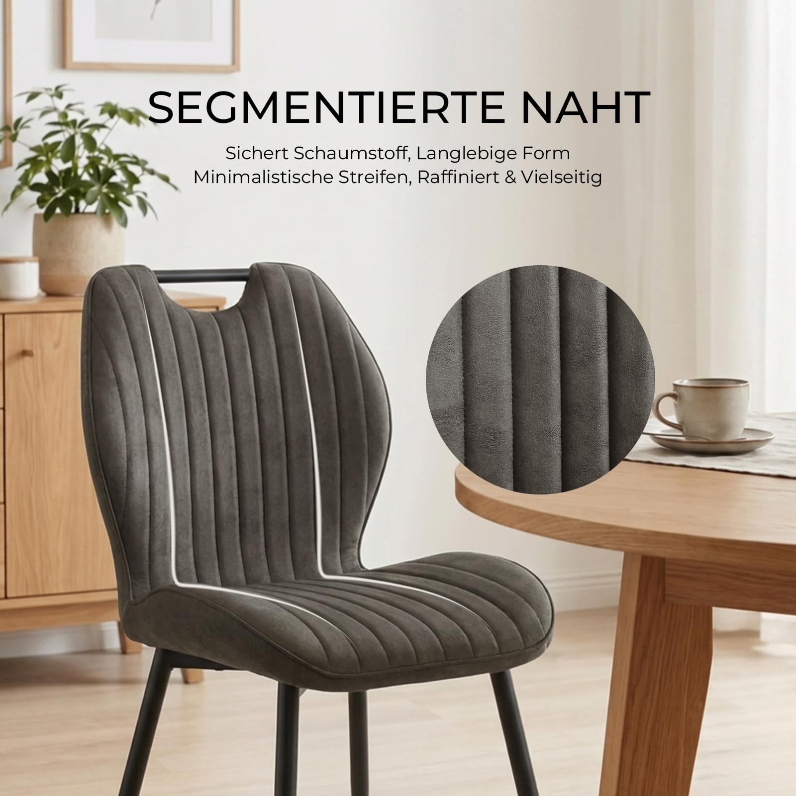 LEWE Esszimmerstühle 4er Set, Küchenstühle, Stoff-Polsterstühle, Taupe
