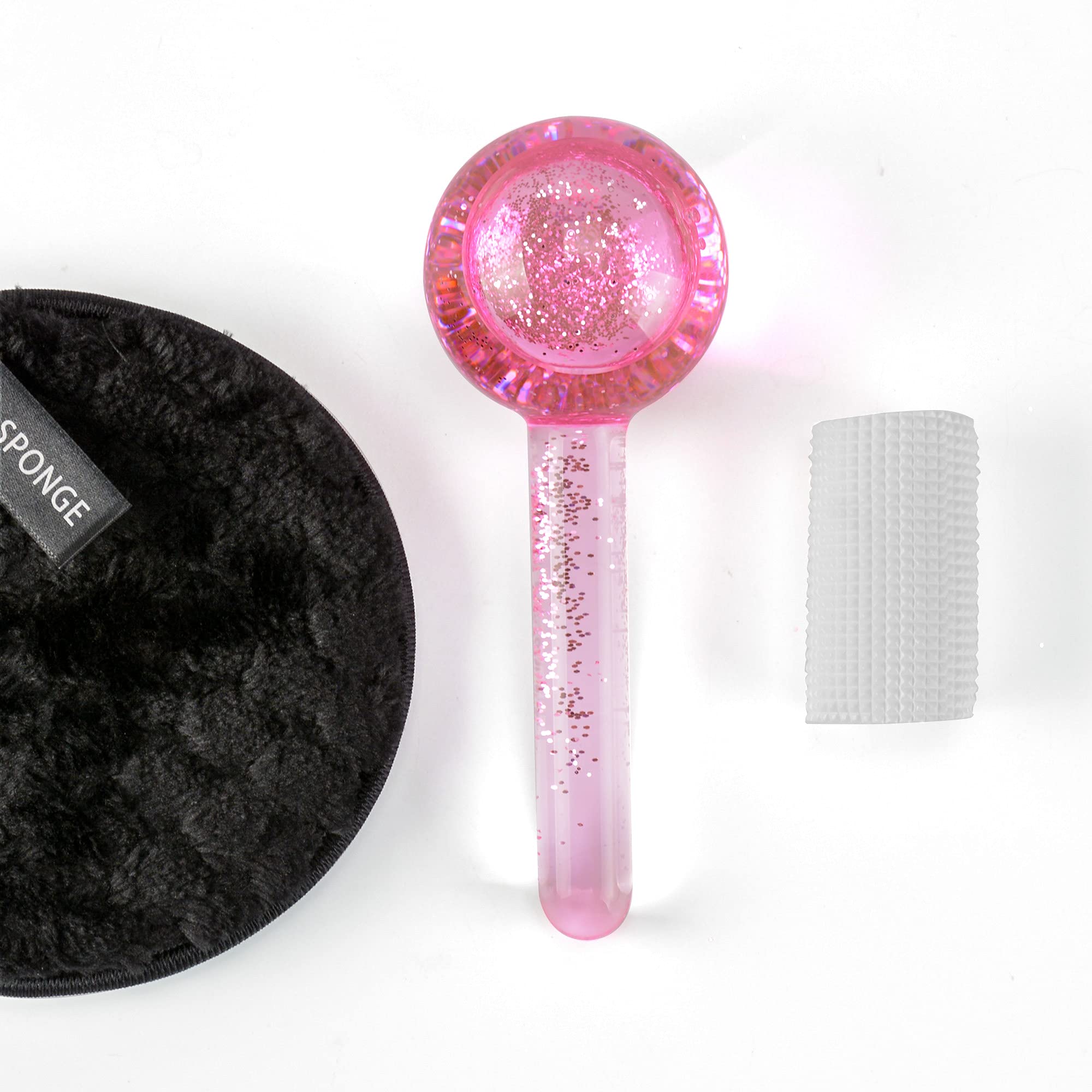 Facial Ice beauty ball- 2PC Globes Pink Facial Roller for Cold or Hot Skin Massagers Globe Durable Quartz Glass fo.