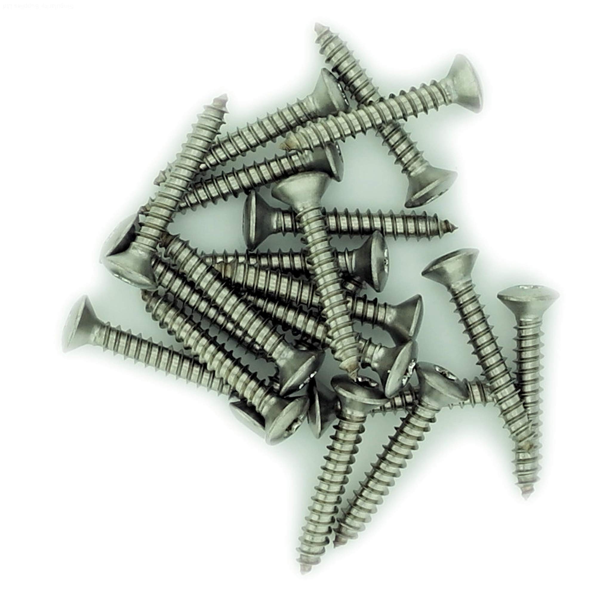 Singularity Supplies Silver No.8 X 1.25 (4.2Mm X 32Mm) Tx Raised Countersunk Self-Tapping Screw - Stainless Steel (A2) (Pack Of 20)