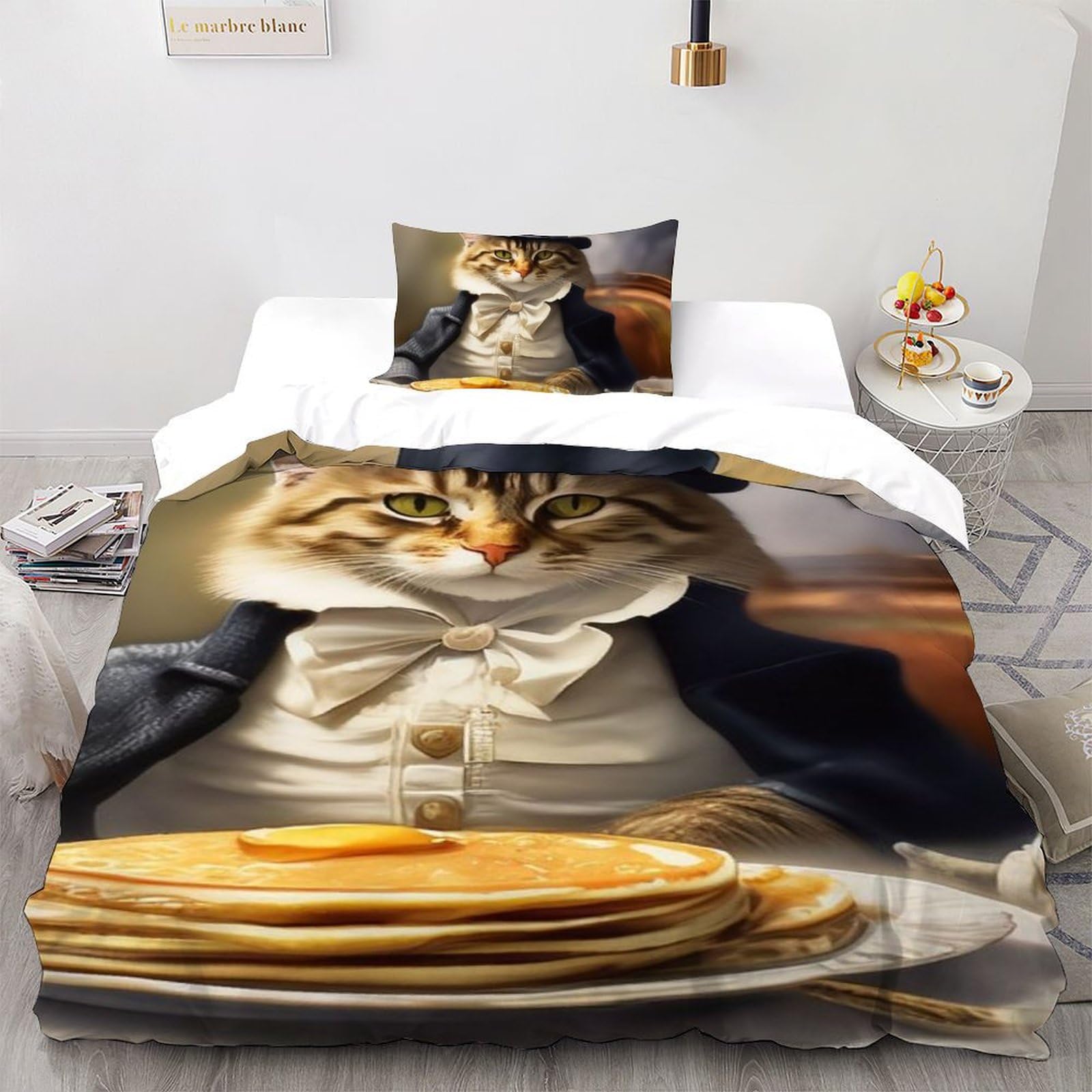 Housse de couette chat microfibre imprimé 3D animaux de la terre