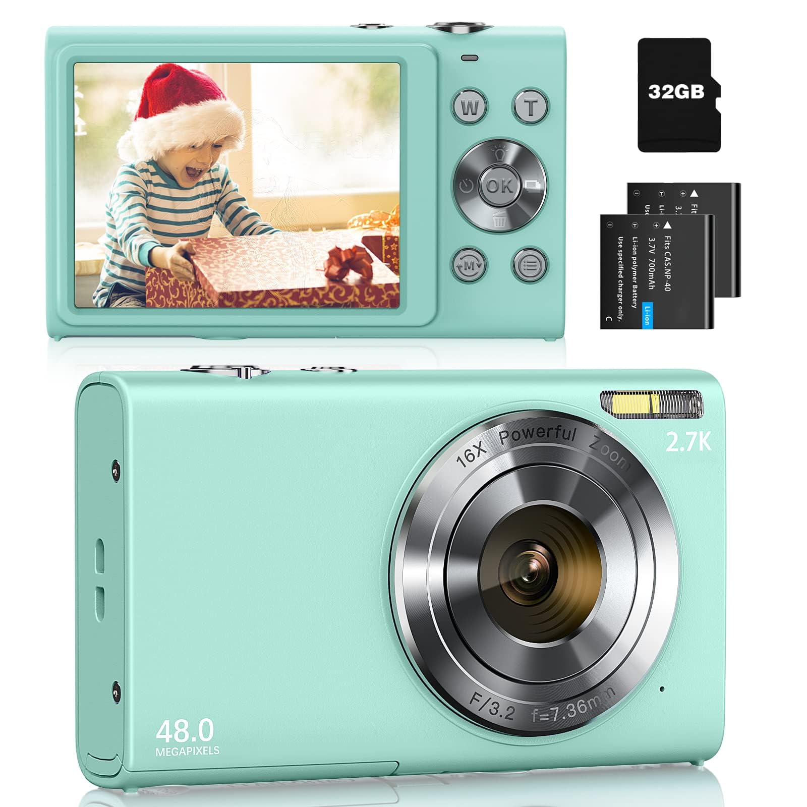 Amazon | デジタルカメラ ポイント&シュートカメラ 2.7K 48MP キッズ