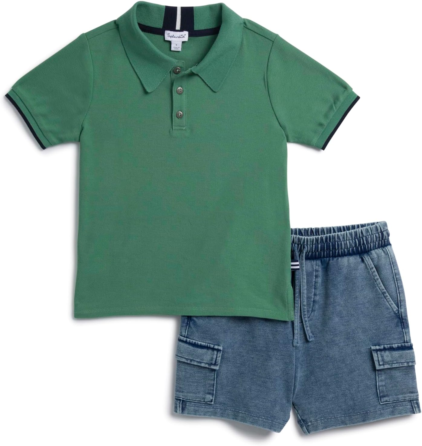 Splendid Boys' Cargo Indigo Short and Polo Tee 2-piece Set