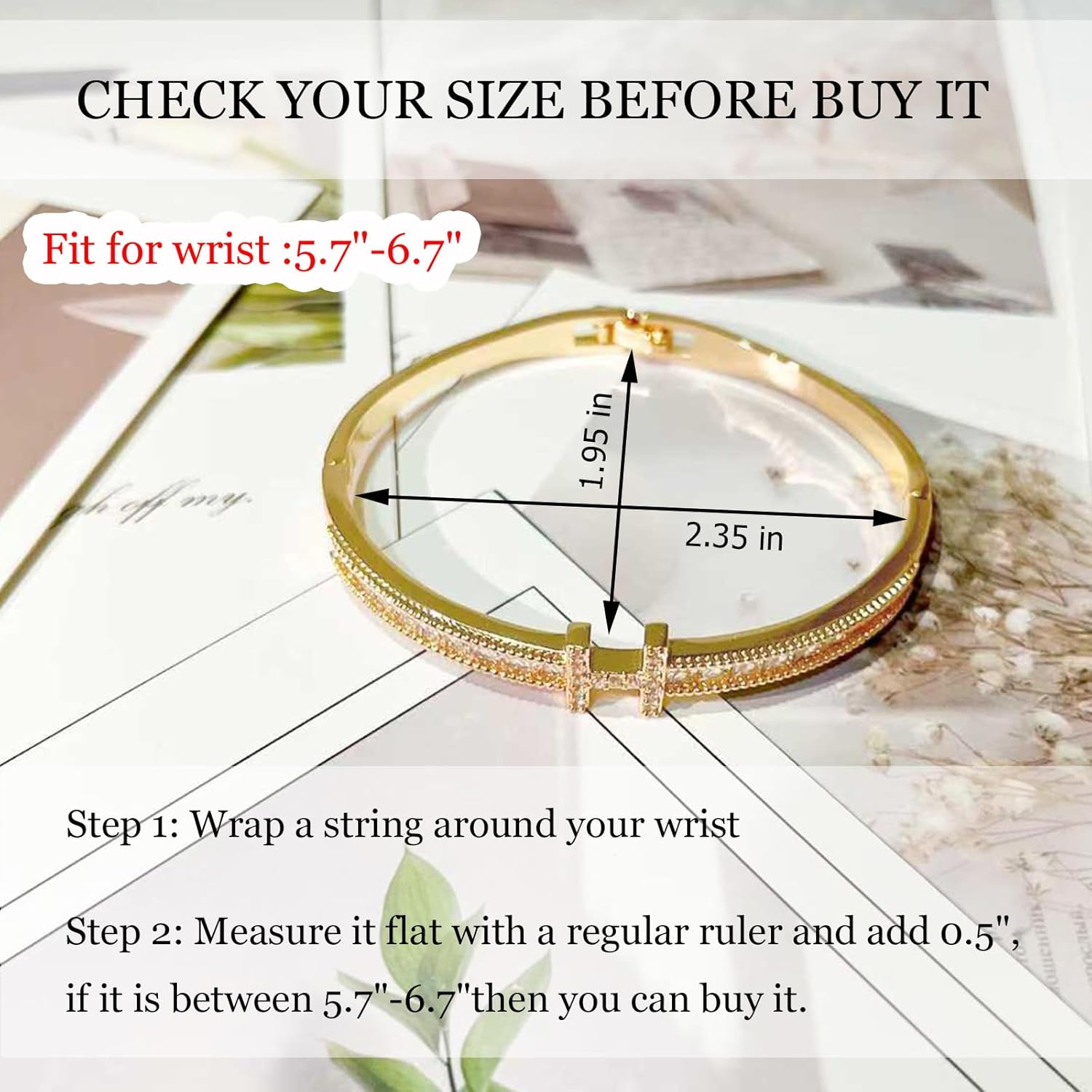 Gold Bracelets for Women, 18K Gold Plated Women H Bracelet, Dainty Non-Tarnish Silver Bangle Bracelet Stack Love Gifts Jewelry for Women - Image 6