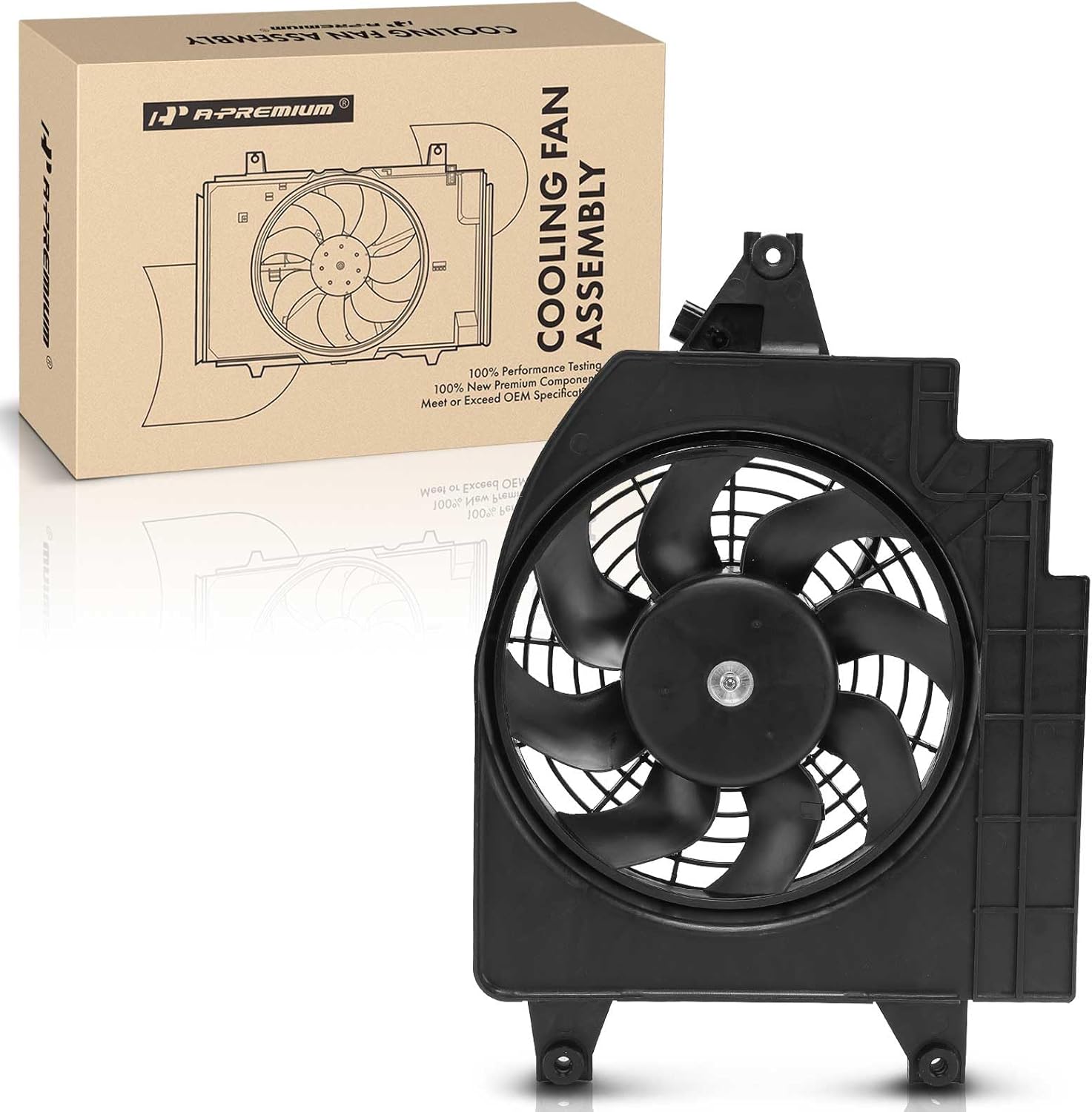 A-Premium A/C Condenser Fan Assembly Compatible with Select Kia Models - Rio 2001 2002 - Replace# 0K30A61710E