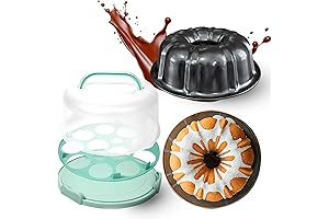 10 Inch Non Stick Bundt Cake Pan with Cake Carrier - The...