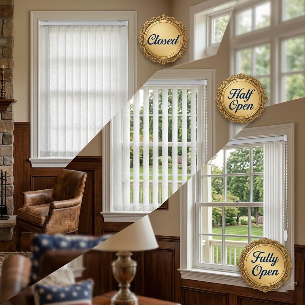 Vertical Blinds for Window 72" 78" 92" 108" Light Filtering Vertical Window Shades for Sliding Door, Panel Track Blinds for Patio Door, Room Divider Blinds for Home Window & Door, White(W92x144in)