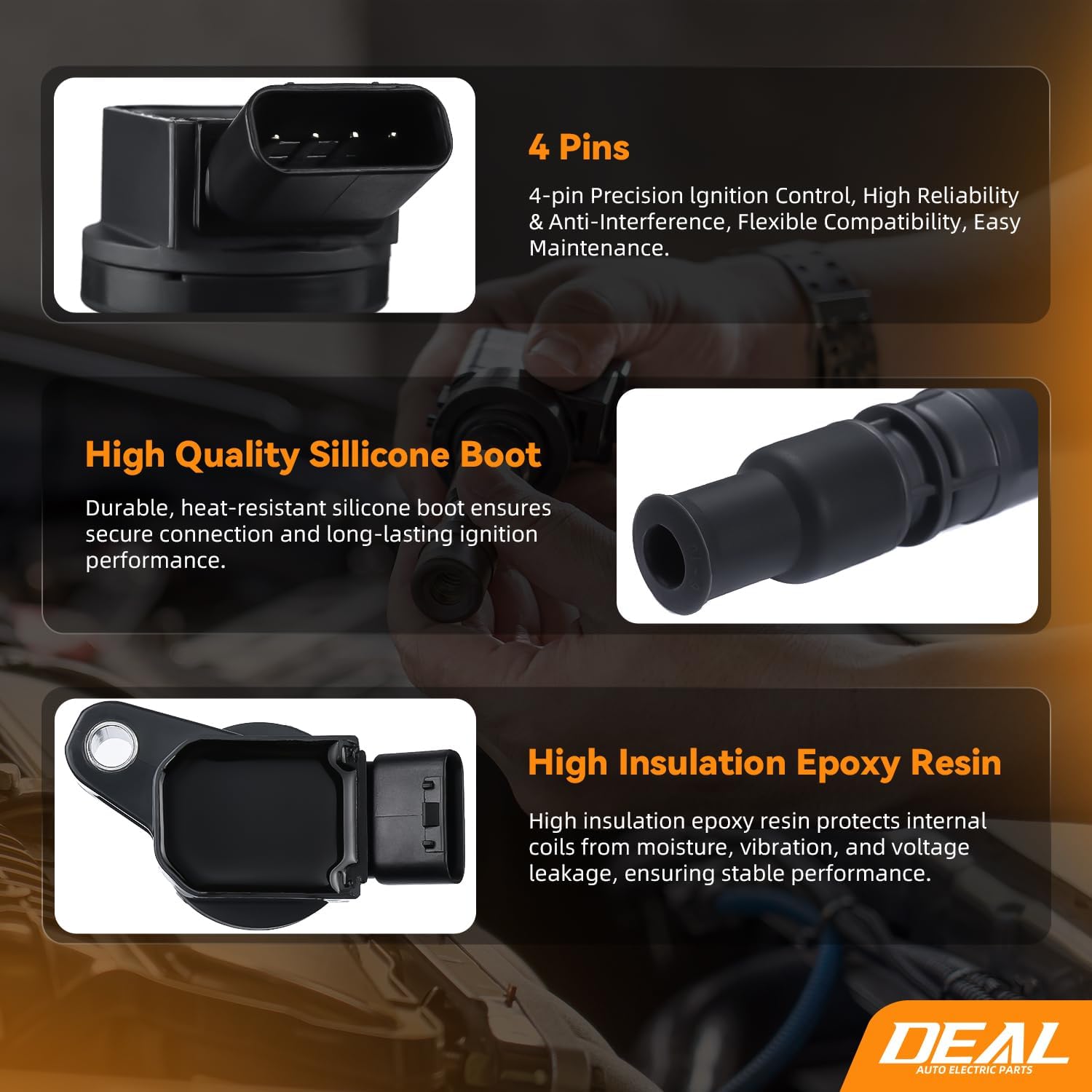 DEAL 4pcs UF507 Ignition Coil Pack + 4 Double Iridium Spark Plugs Replacement Kit Compatible with tC Highlander Sienna Venza RAV4 Camry 2.7L 2.5L L4 GAS
