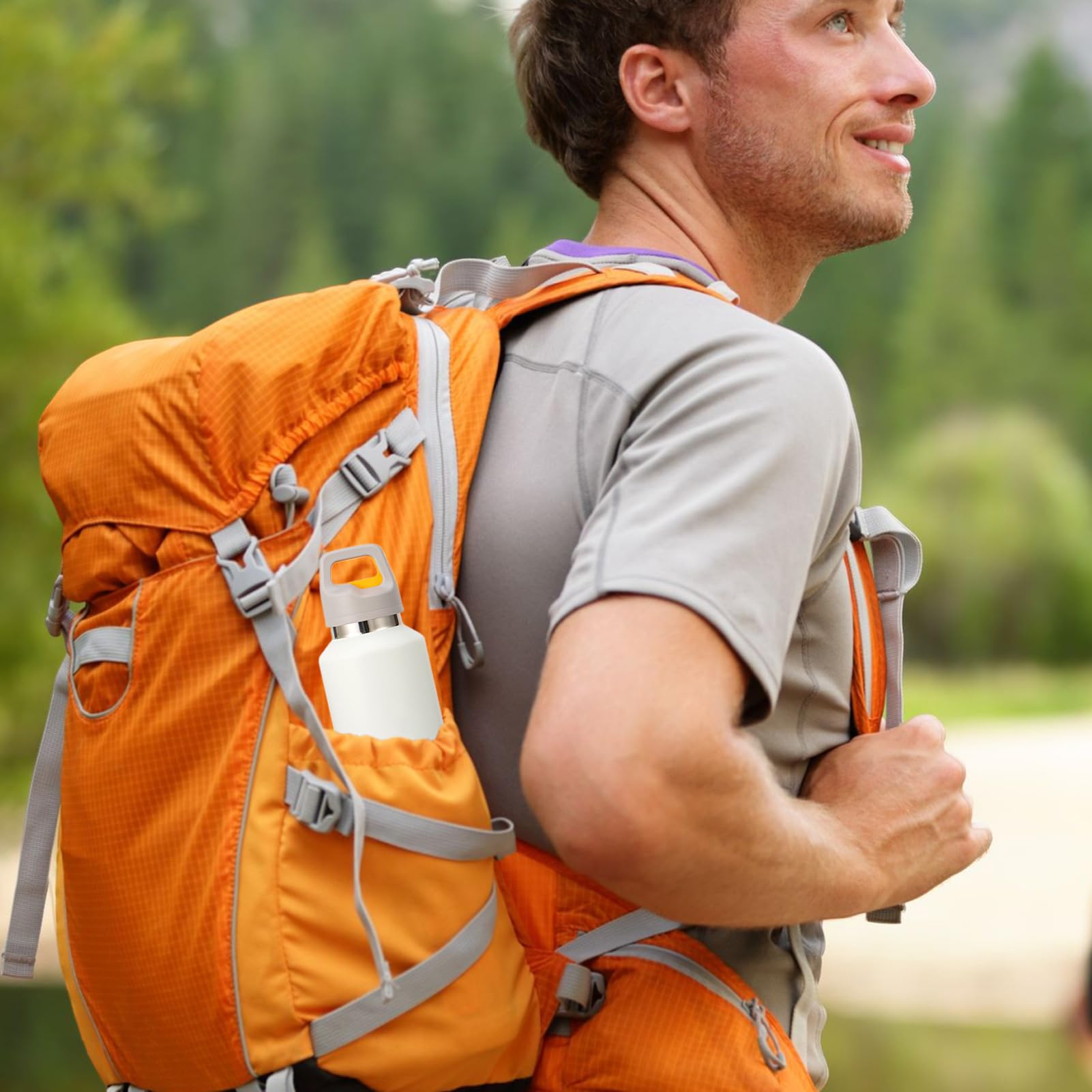 Borraccia in Metallo 600ml Acciaio Inossidabile con Apertura Facile | Borraccia Termica Isolata per Bevande per Sport Viaggio Ciclismo Escursionismo Ufficio Casa Palestra Tè Caffè Latte