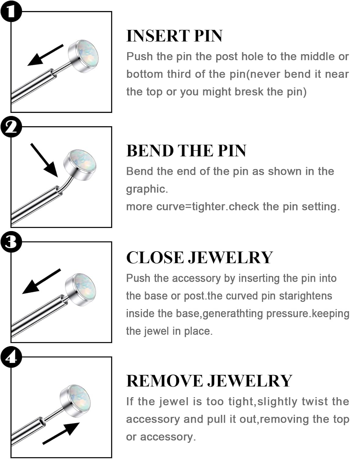 20G 18G 16G Astm F136 Titanium Threadless Flat Back Earrings Nose Studs Tragus Helix Conch Cartilage Lobe Earrings Medusa Labret Snake Bite Monroe Lip Ring Piercing Jewelry For Women Men - Image 4