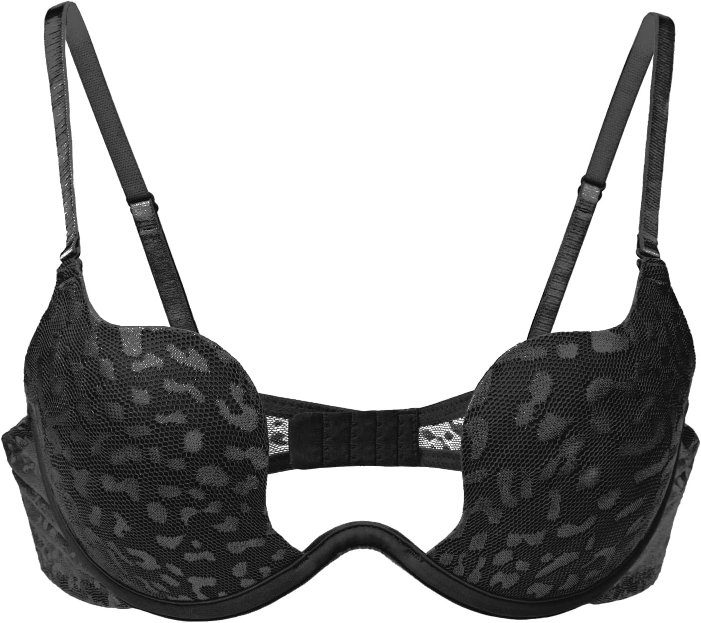 Women's Push Up Bra Deep V Plunge Sexy Cleavage Low Cut Back Underwire Bras Leopard Lace Convertible Multiway - Image 7