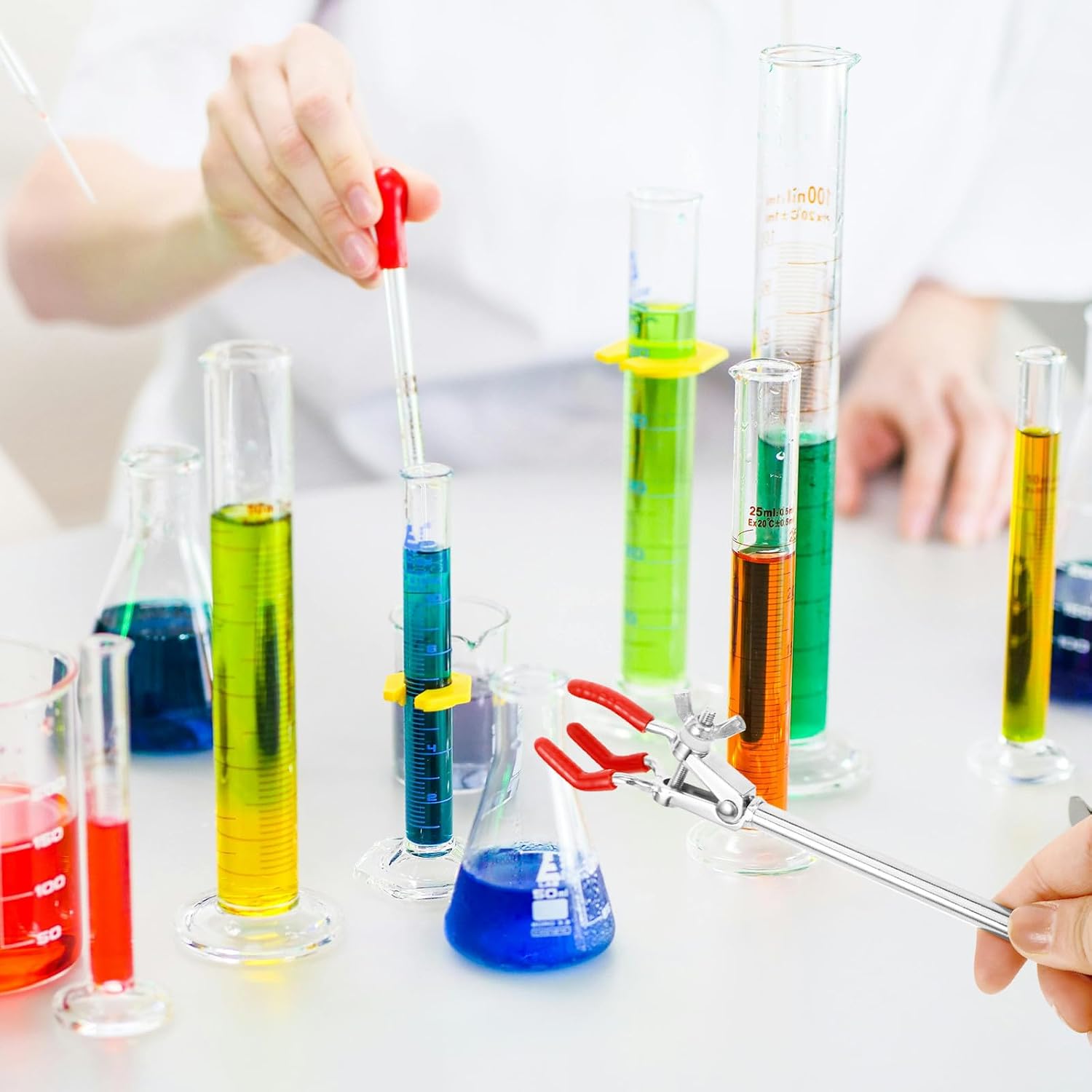 Laboratory Flask Clamp Zinc Alloy Small 3-prong Test Tube Holder Clip Adjustable Lab Stand Clamp for Scientific Experiments