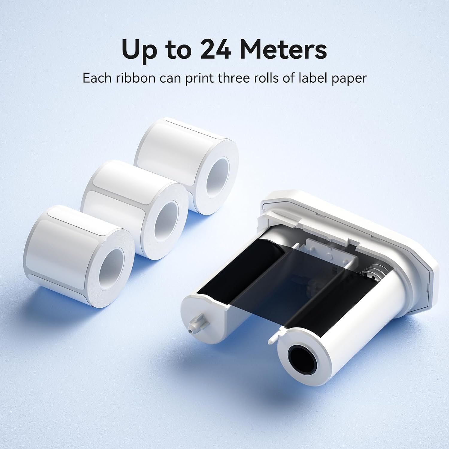 NIIMBOT Compatible M2 Labeling Ribbon, Replacement Refill Tapes, Only for M2 (White) Thermal Transfer Label Printer, Clear Printing, Long Storage Time, Up to 24 Meters, White