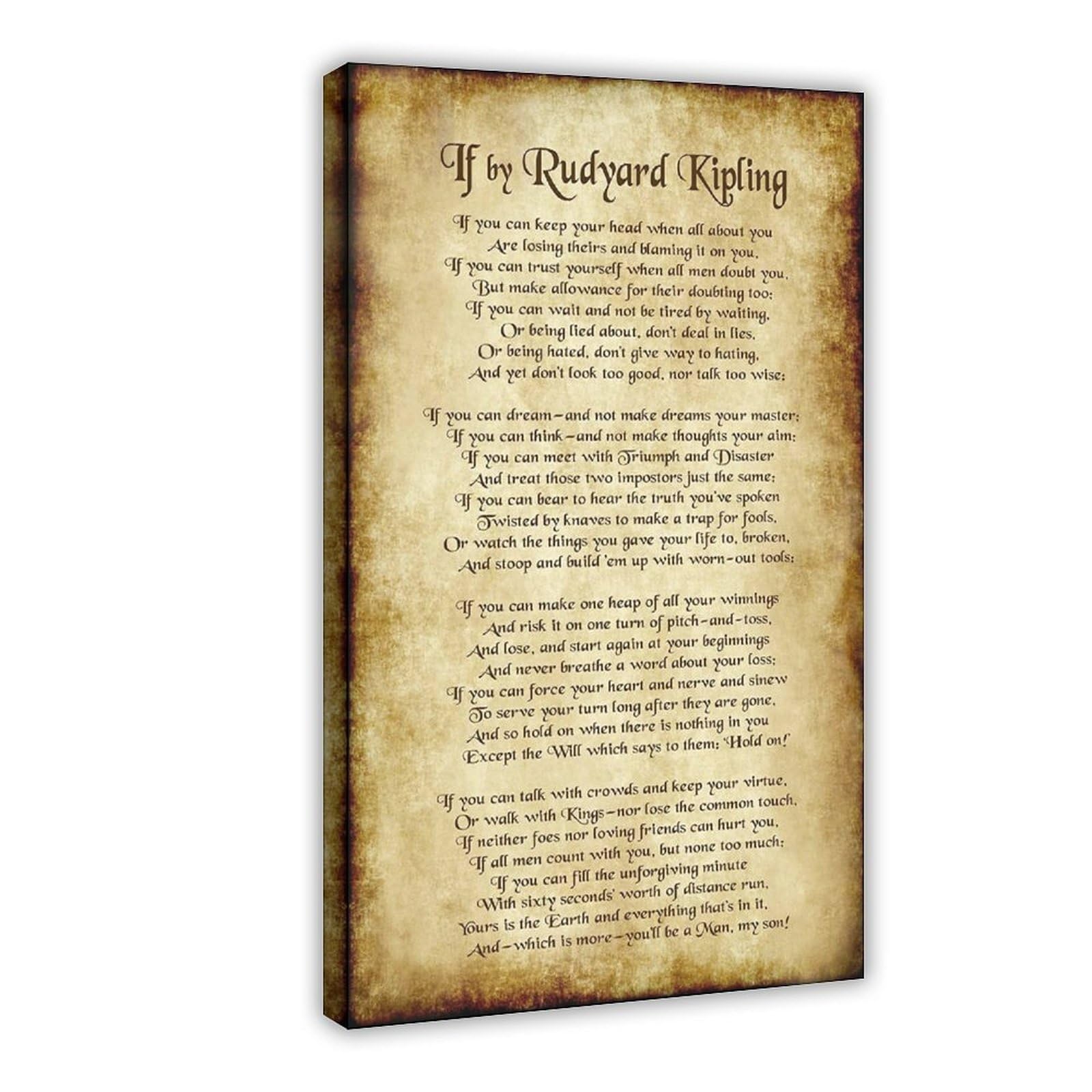 NEOHI IF You Can Keep Your Head - Rudyard Kipling Poem Poetic Distressed Parchment Canvas Wall Art Posters And Prints Room Aesthetic Bedroom Office Decor 16x24inch(40x60cm)