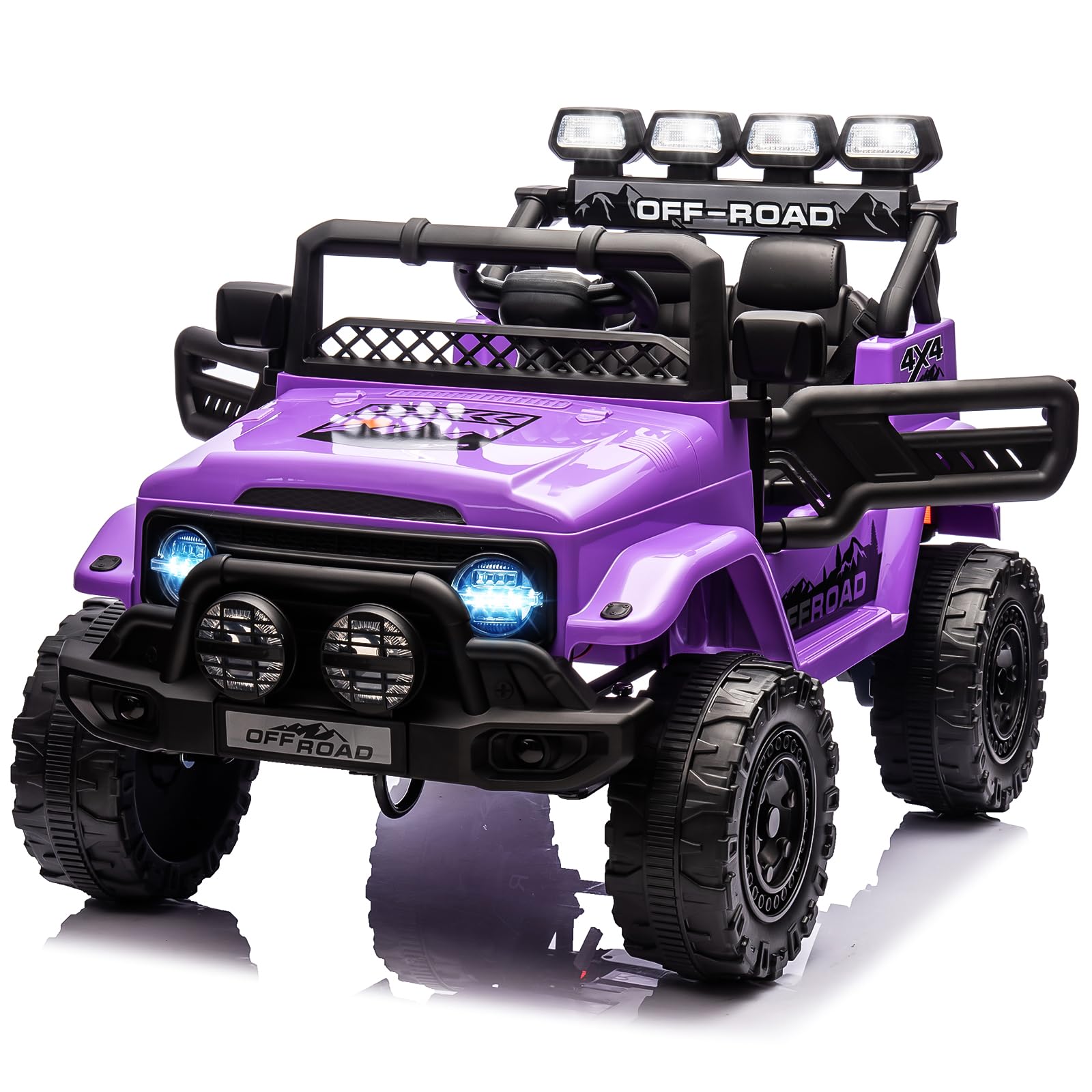 Kids Ride On Truck Car 12V, Electric Vehicles with Remote Control, Led Lights, Spring Suspension, Music & Horn, 3 Speeds