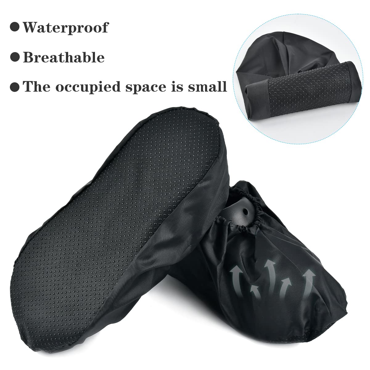 4 Paia Copriscarpe Pioggia Gomma Taglia L (38-46) Unisex, Riutilizzabili Copriscarpe Antipioggia, Antiscivolo Copriscarpe Impermeabili Pioggia per Neve, Spiaggia Del Deserto, e Strade Fangose (Nero