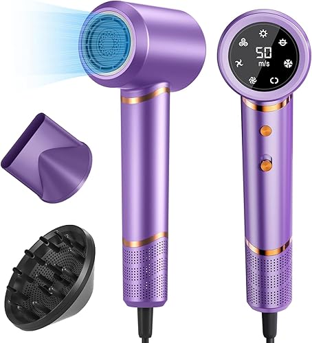 Secador de pelo, secador de pelo iónico negativo para secado rápido, bajo ruido, secadora de pelo con control térmico, 2 velocidades y 3 ajustes de