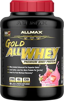 ALLMAX AllWhey Gold Whey Protein Powder, Strawberry, 5 lb
