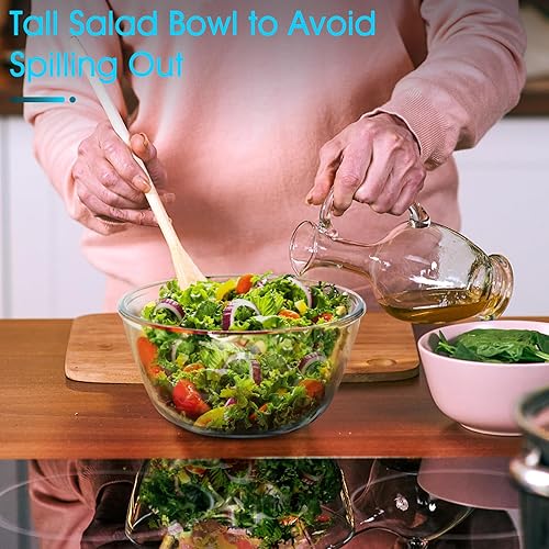 Miniatura 3 de NUTRIUPS Cuencos pequeños de vidrio para mezclar de 7.4 pulgadas, cuencos de vidrio transparente para cocina, juego de 2 (1.6 cuartos de galón)