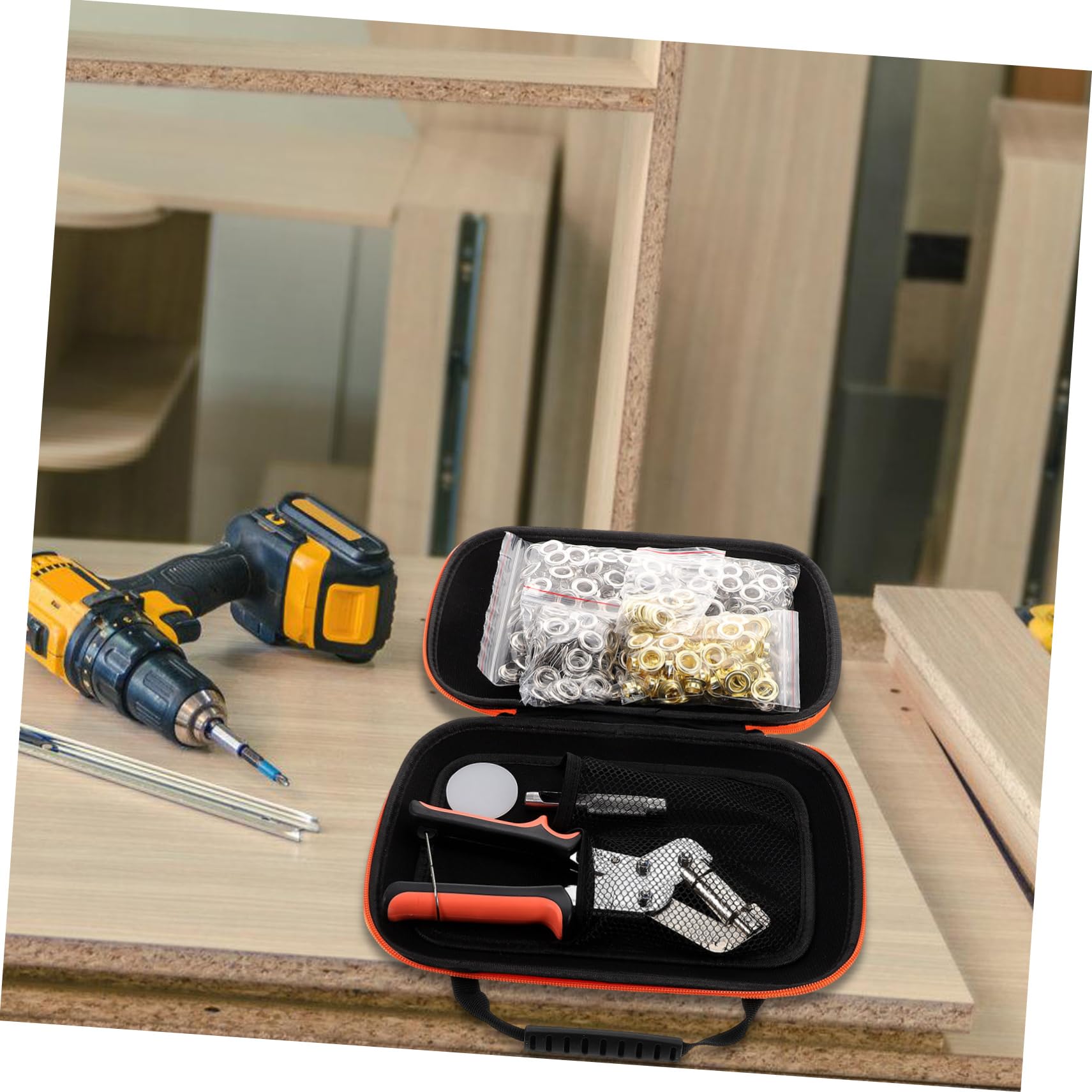 Operitacx Kit de Herramientas para Ojales Perforador de Metal y Tela Juego de Alicates Portátiles para Manualidades Bolsa Herramienta de Instalación para Seguridad y Reparación