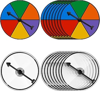 Chivao 20 Sets Game Spinners for Classroom Colorful & Clear Blank Board Erasable Math Games Spinner Board with Plastic Rotating Arrows for Classroom Fortune Prizes Carnival Events Birthday Party