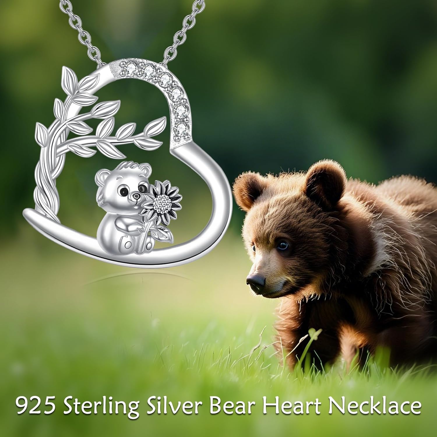 Heart Necklace for Women, Sterling Silver Tree of Life/Hummingbird/Deer/Highland Cow/Bear/Black Cat Pendant Necklace Jewelry Anniversary Birthday Gift, 20" - Image 2