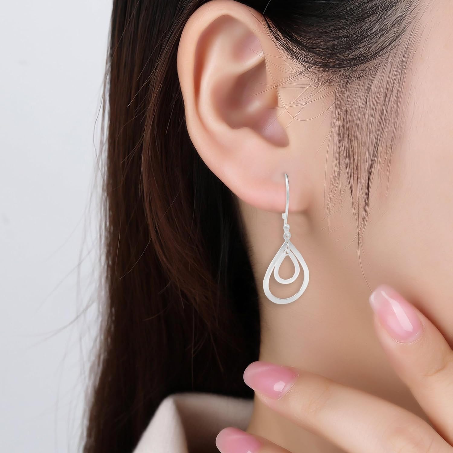 925 Sterling Silver Plated Earrings - Drop Dangle Designer Teardrop Flatback Earring Trendy Statement Gift Jewelry for Women - Image 3