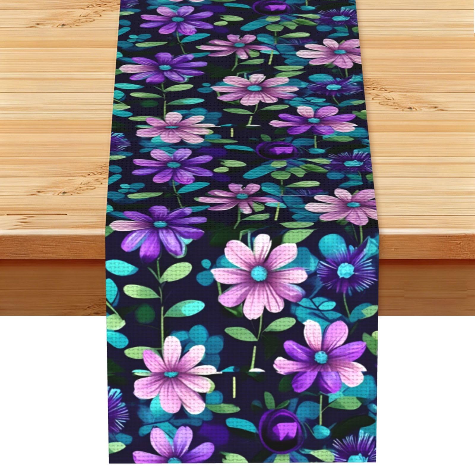 Purple Camellia Table Runner 13x72 Inch Dining Decor