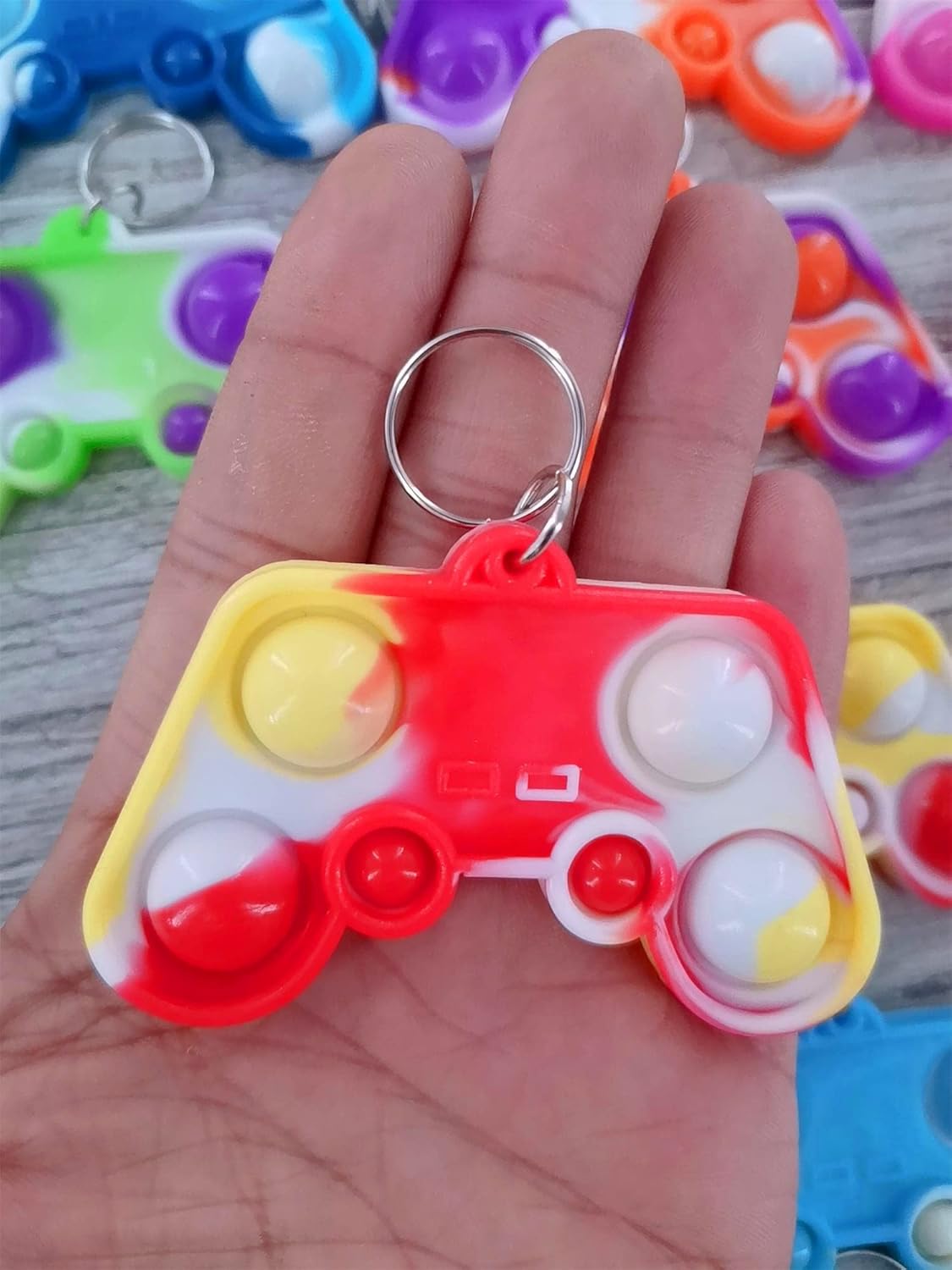24 Packs Bulk Game controllers Mini pop Fidget Keychain,Boys and Girls Kids Birthday Party Favors Supplies Classroom Prize