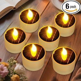 6 Pack Solar Tea Lights Outdoor Waterproof LED Votive Candles - 2.3x2.1