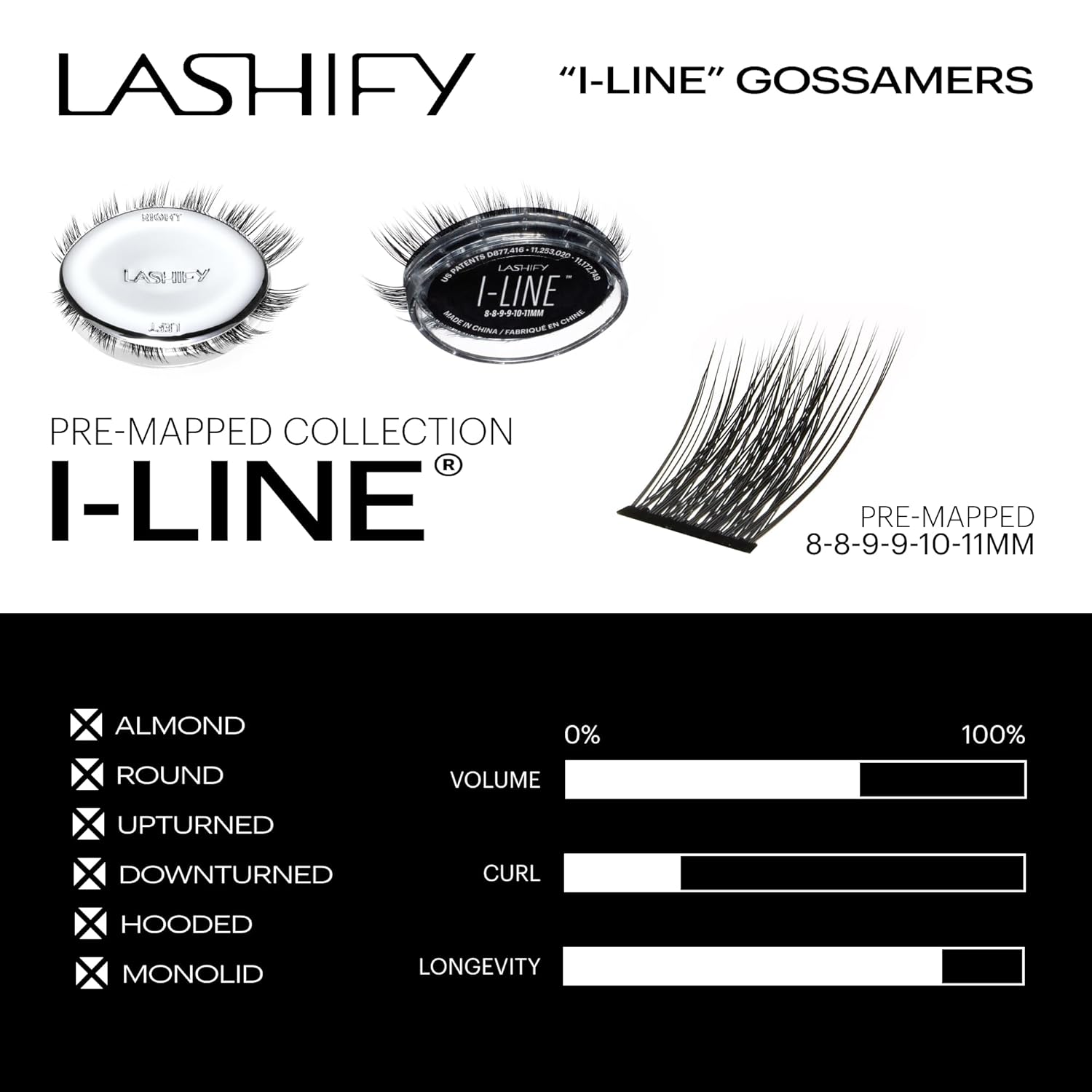 Lashify I-LineShort Pre-Mapped Gossamer, Easy DIY False Lashes to Create an Angled Look and Eyeliner Effect