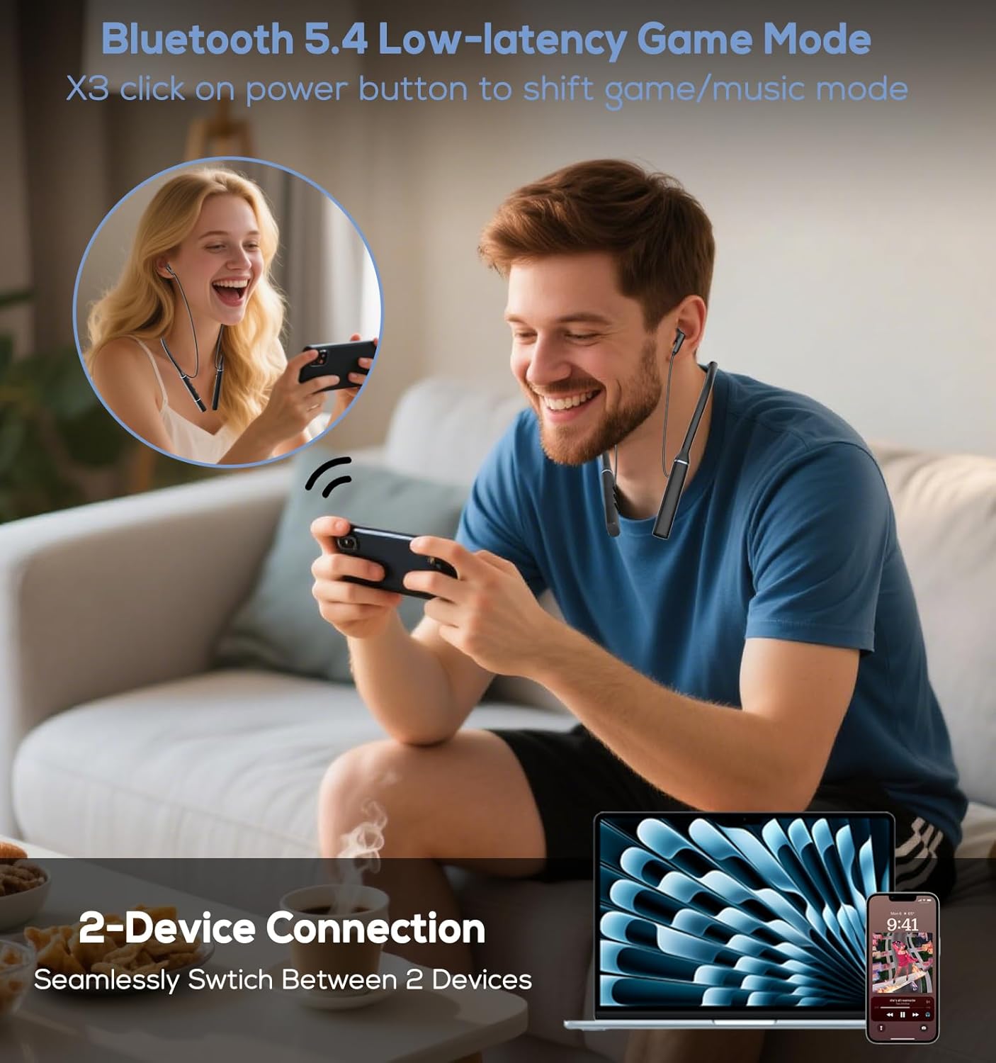 Hmusic A3 Neckband Headphones comfortable wearing features