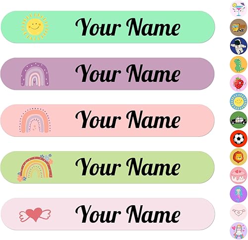 Miniatura 1 de 100 calcomanías de nombre personalizadas para niños, etiquetas de nombre personalizadas para suministros escolares, guardería, etiquetas