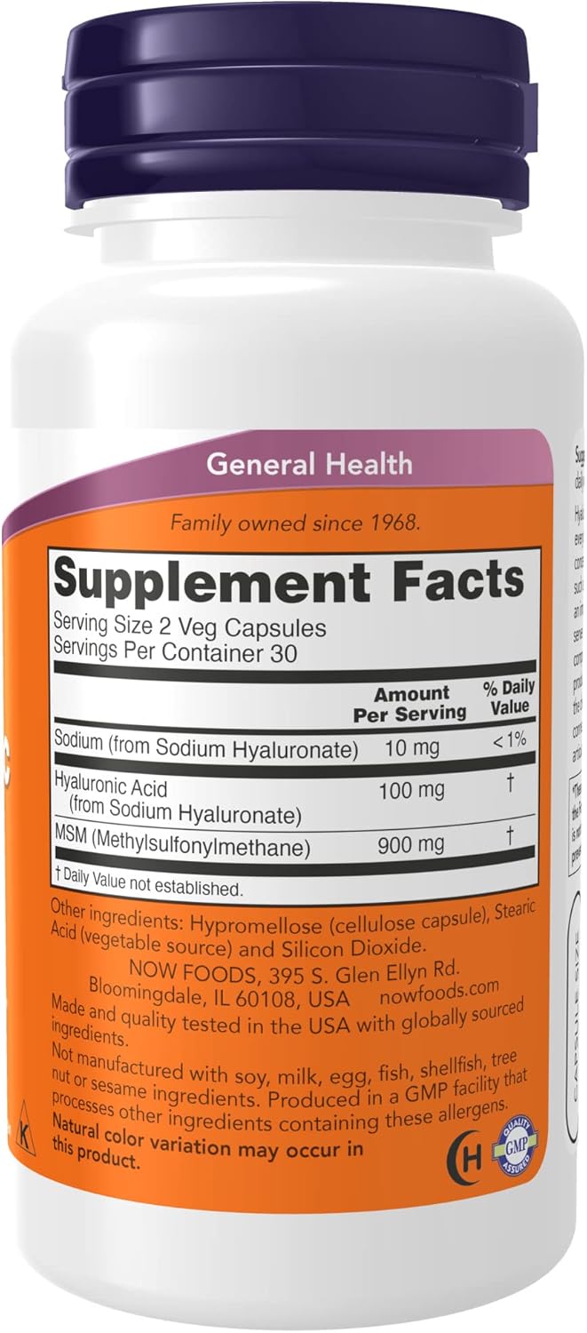 Now Foods Hyaluronic Acid with MSN, 120 Capsules (Pack of 2) : Health & Household