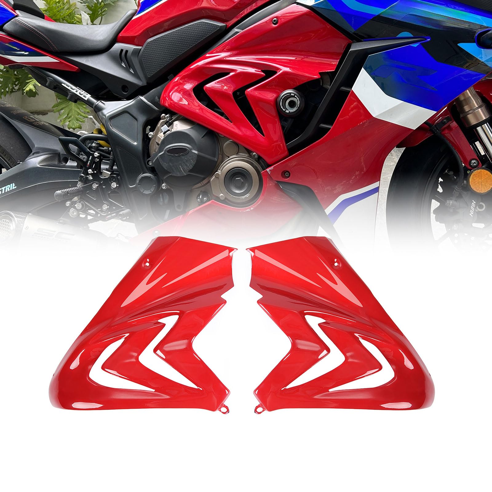 WOOGA Cubierta de carenado panel lateral marco del motor de la motocicleta Cubiertas decorativas de ajuste de protección para Ho&nda CBR650R CBR 650R CBR 650 R 2019-2023 (Rojo)