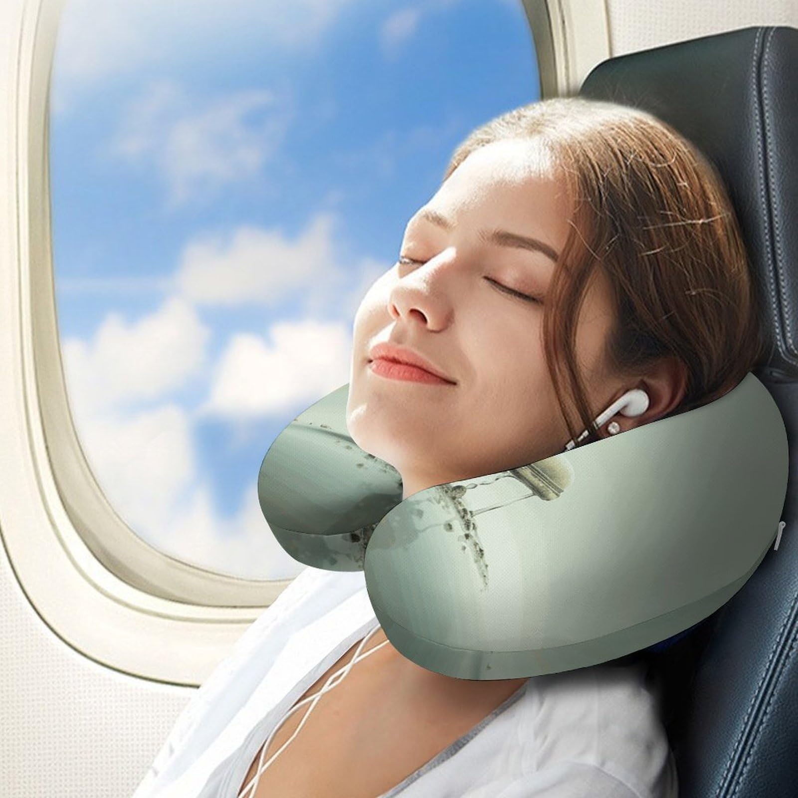 Almohada en forma de U de Shoes and Green Buds, núcleo de almohada de espuma viscoelástica, cojín, proporciona apoyo para el cuello, almohada de viaje, adecuada para aviones, coches, hogares