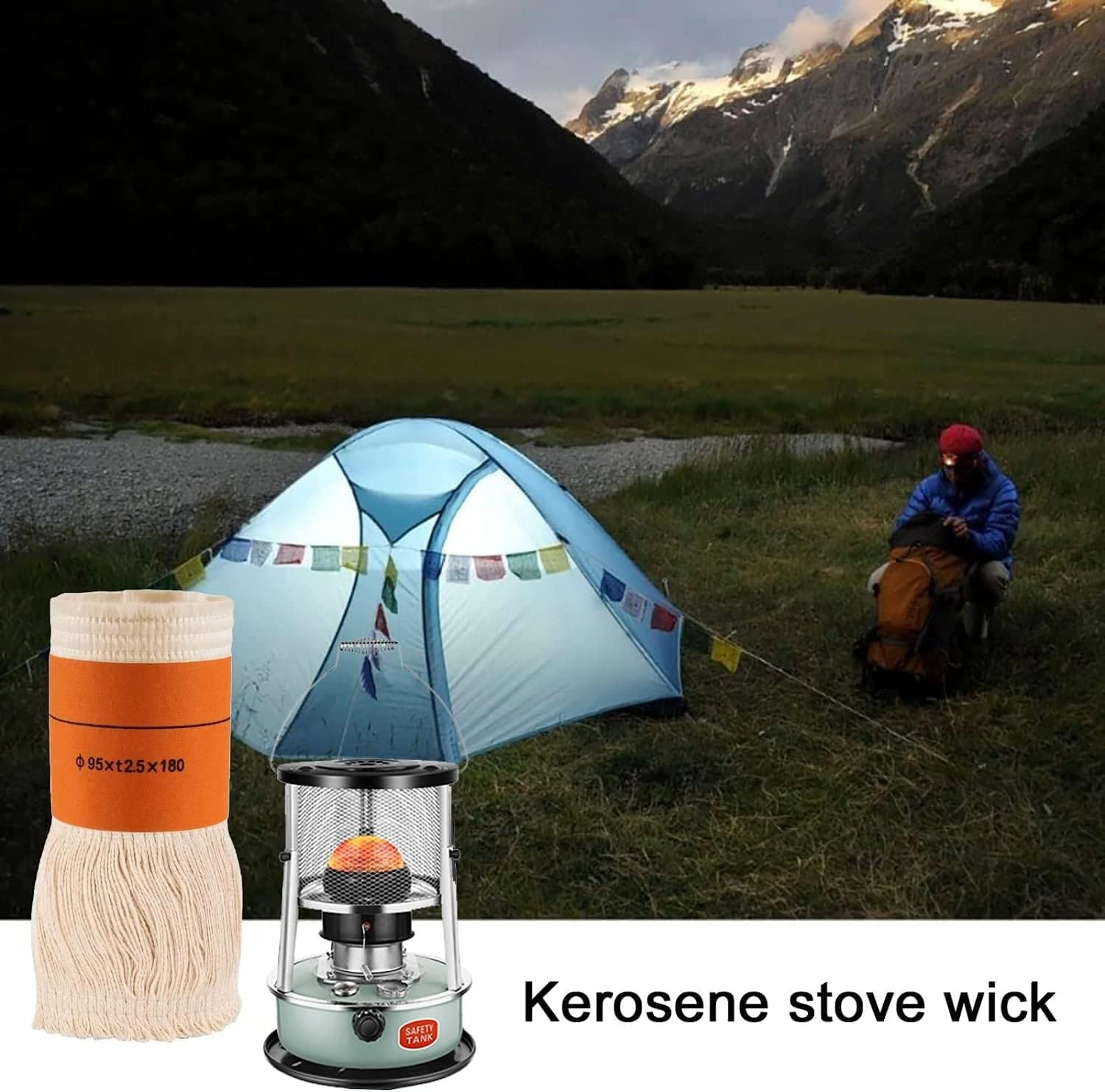 Kerosene Heater Portable Kerosene HeaterIndoor Use Heat Resistant Wick for Kerosene Heater Round Braided Kerosene Stove Wick Smoke Free Emergency Heater Wick (Size : 4 Wicks) ()