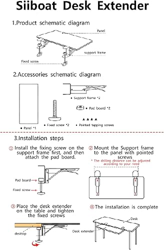 Miniatura 10 de Extensor de escritorio para computadora, 29.5 x 9.45 pulgadas, soporte de codo de brazo de mesa, bandeja plegable para teclado para mesa cuadrada,