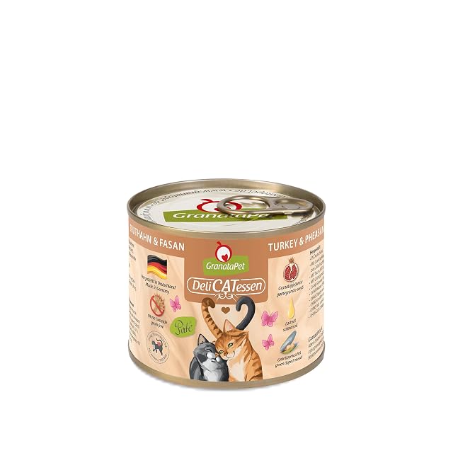 GranataPet Delicatessen - 6 x 200 g de Pavo y faisán, Comida húmeda para Gatos, Comida para Gatos…