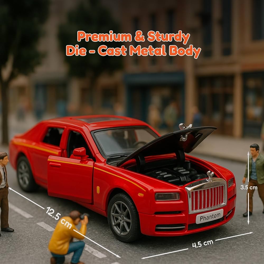 Rolls Royce 1:32 Phantom Die-Cast Metal Pull Back Toy Car with