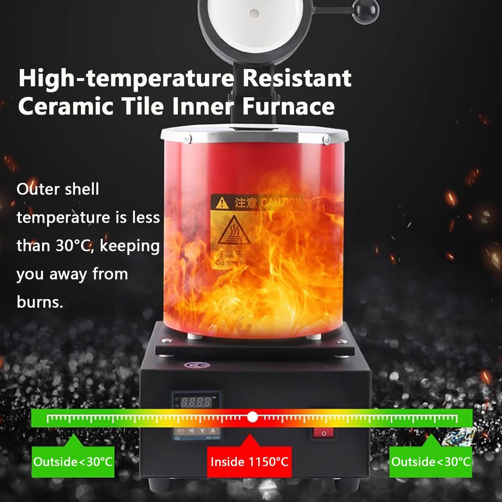 Forno di fusione elettrico digitale, 1150 ℃/2102 ℉, per acciaio oro argento | Forno per la fusione dell'oro con crogiolo di grafite e dispositivo manuale, controllo della temperatura PID(3kg)