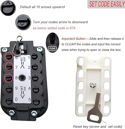 Miniatura 6 de Caja de seguridad para llaves montada en la pared impermeable al aire libre exterior - Caja de bloqueo de almacenamiento de llaves de uso doméstico,