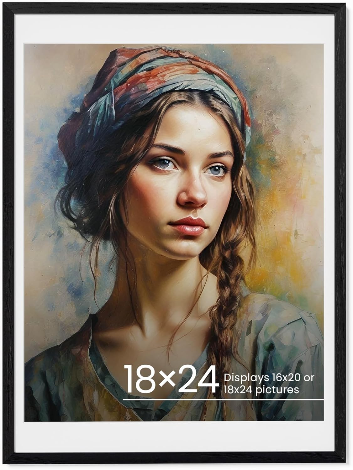 18x24 oak wood picture frames for wall, crafted photo frame with mat to 16x20 graduation picture display,family picture,wedding picture tabletop & wall decoration 18x24-1p black