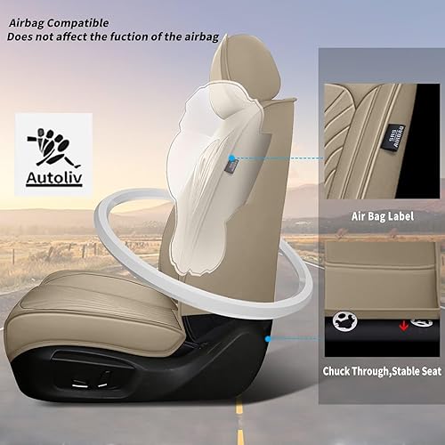 Miniatura 10 de DISUTOGO Juego completo de fundas de asiento de automóvil para ChevyChevrolet Cruze 2011-2019, de piel de seda de hielo, transpirable, impermeable,