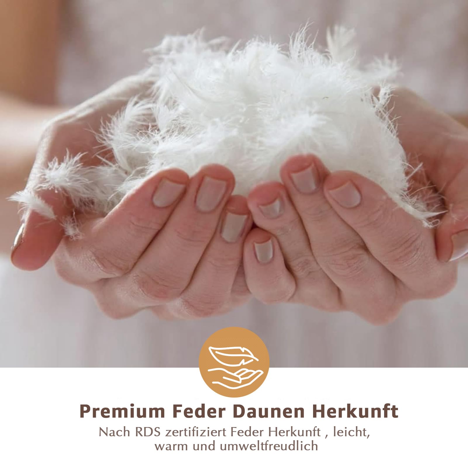 Piumino Estivo con Piume Coperta con 10%, Leggero con Trapuntatura, Federa in Cotone Oeko-Tex e RDS, Traspirante e Facile da Curare 220 × 240 cm