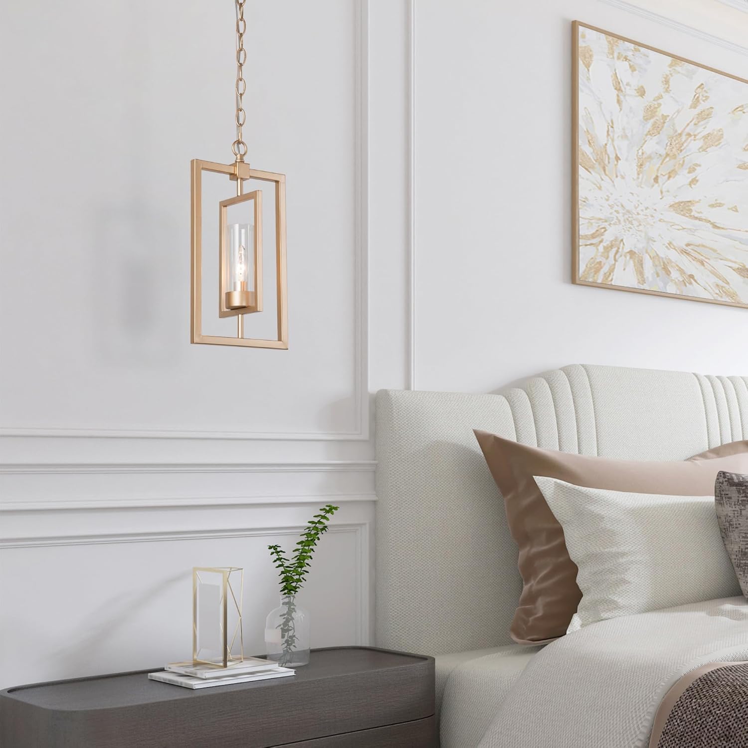 KSANA Pendant Light Kitchen Island, 1 Light Adjustable Pendant Hanging Light Fixtures Modern Gold Pendant Lighting Pendant Lights for Dining Room, Foyer, Hallway