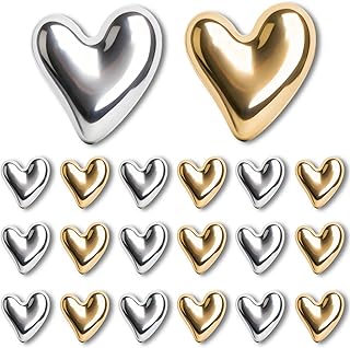 24PCS Adorable Gold and Silver Heart Magnets, Cute Fridge Decor for Kitchen, Mini Magnetic Stickers for Photos, Notes, Whiteboard & Lockers, Lovely Home & Office Decoration