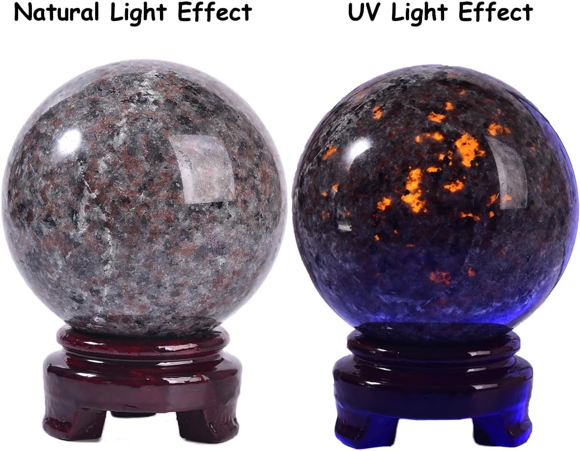 Large Yooperlite Sphere Natural Yooperlite Stone Healing Crystal Ball with Stand Energy Meditation Decor 100-110mm/3.9-4.3"
